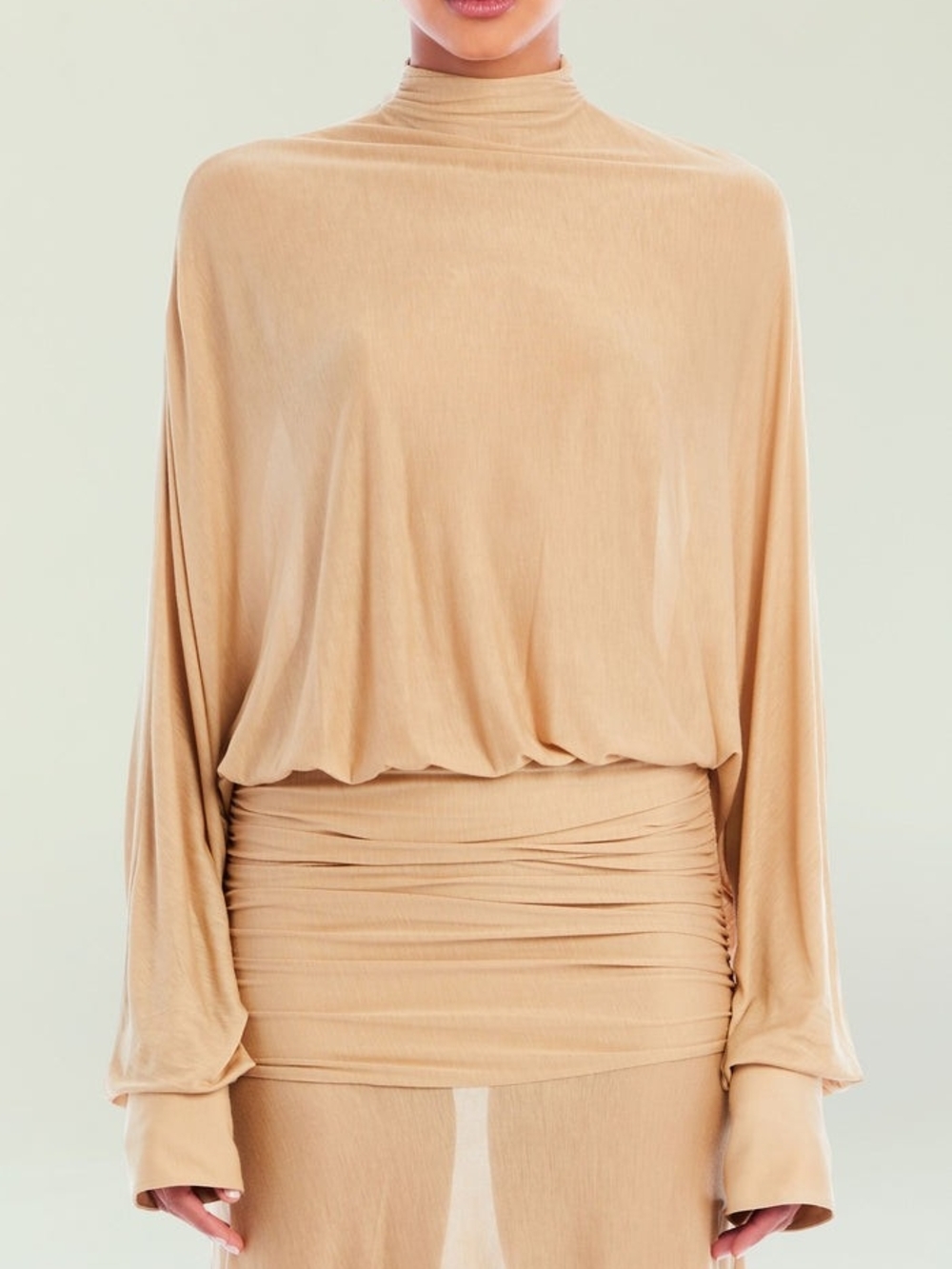 Seroya Swan Maxi Dress, Tan Sz S - Picture 2 of 3